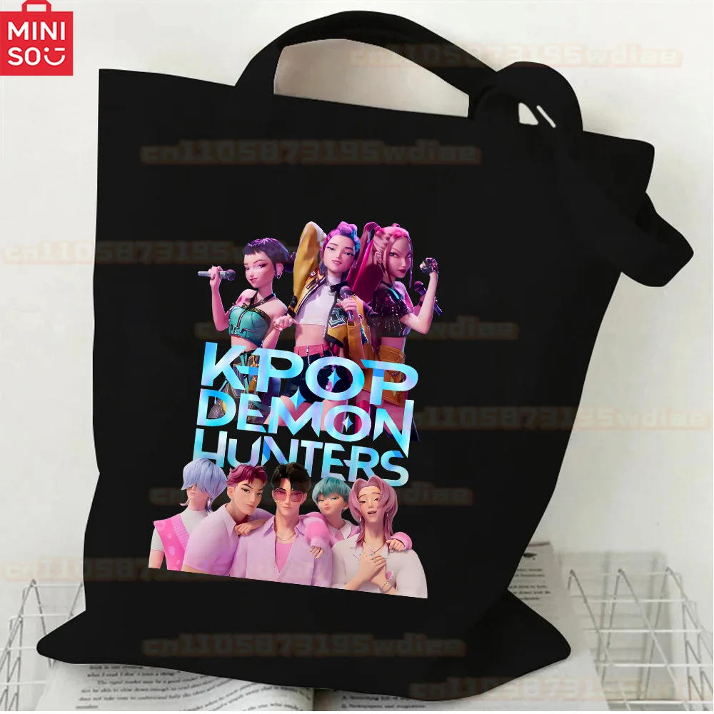 KPop Demon Hunters Rumi Mira Zoey Saja Boys Anime Cosplay Handbags Students Printed Canvas Bags Halloween Costume Accessory Gift