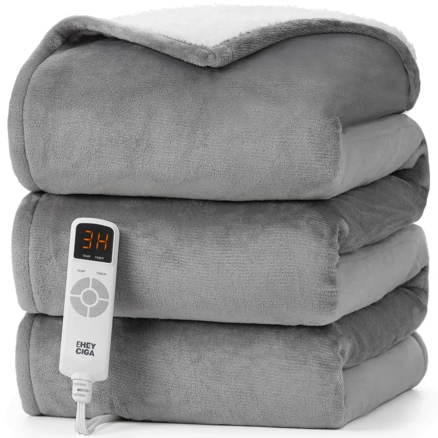 

Heated Blanket Electric Throw Heating Blanket with 9 Heating Levels amp 10 Hours Auto Off, Soft Cozy Sherpa Washable Throw with