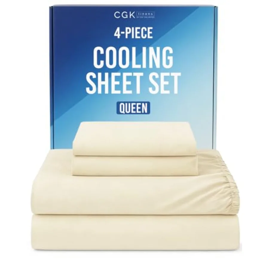 

Cooling Sheets Set Size - 4 Pcs Summer Bed Sheets for Hot Sleepers and Night Sweats - Ultra Soft and Silky Smooth Cooling Bed S