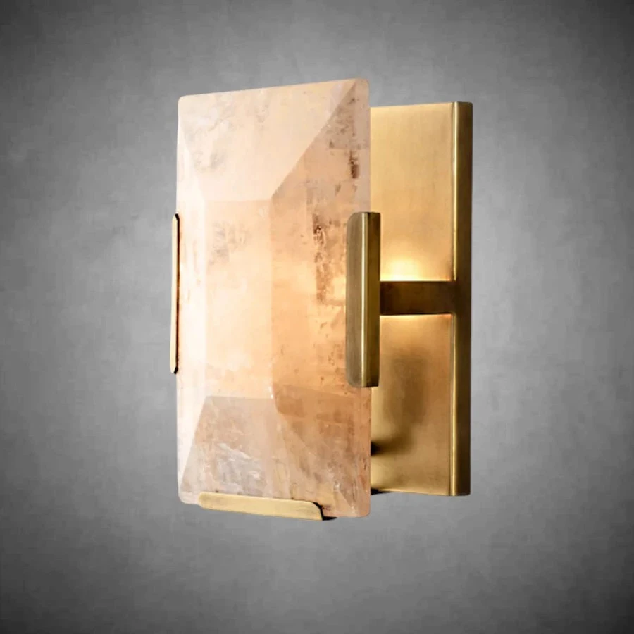 

Long Square All Copper Marble Wall Lamps Led Home Decoration Living Room Background Crystal Light