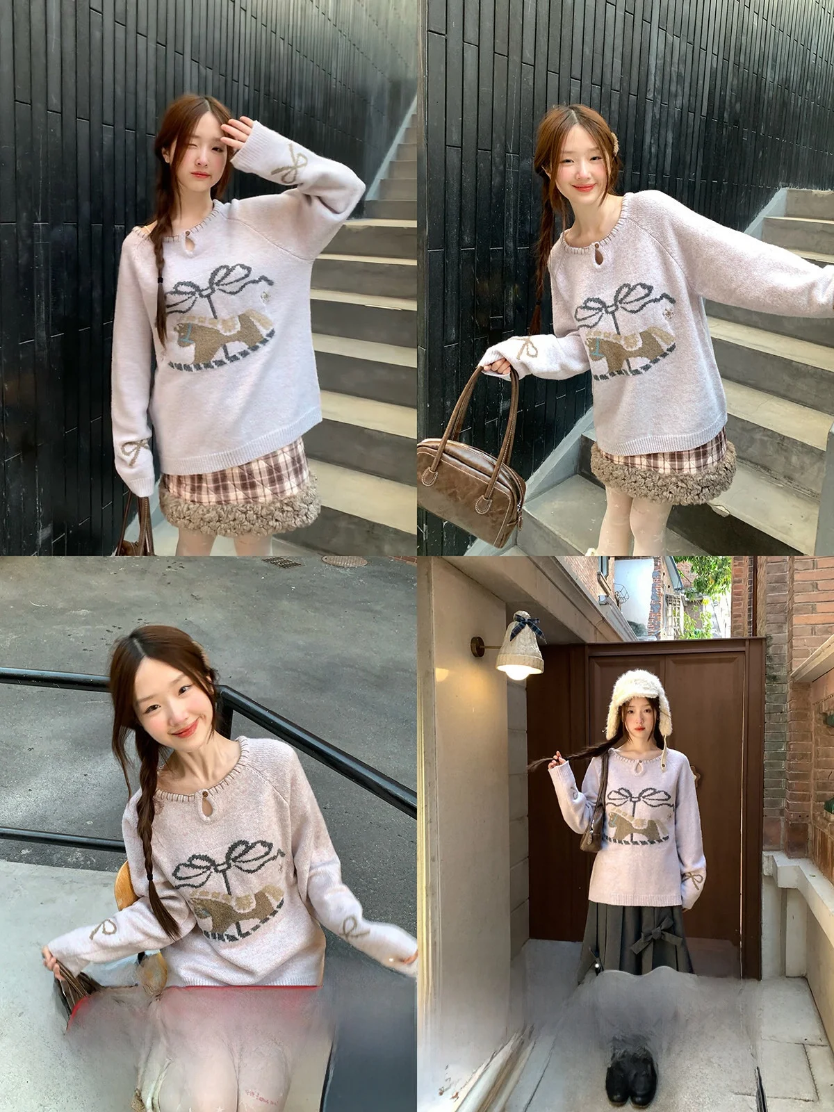 

Женский свитер Sweet Sle Long Sve свободного кроя с принтом, из смеси полиэстера, акрила и нейлона, зимний топ пастельно-фиолетового цвета