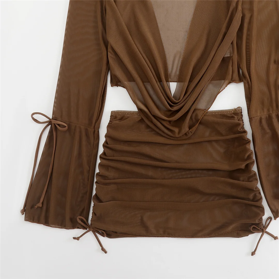 3-teiliges weißes Bikini-Set mit langen Ärmeln, Rock und Badeanzug für Damen, Badebekleidung, vierteiliges Bikini-Set, Badeanzug, Badebekleidung, Schwimmanzug V7015 – Detail 29