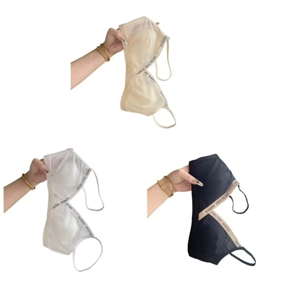 Sujetador de malla fino sin aros con escote en V profundo, sujetador ajustado a prueba de golpes para mujer, lencería antiflacidez, ropa interior push-up de verano