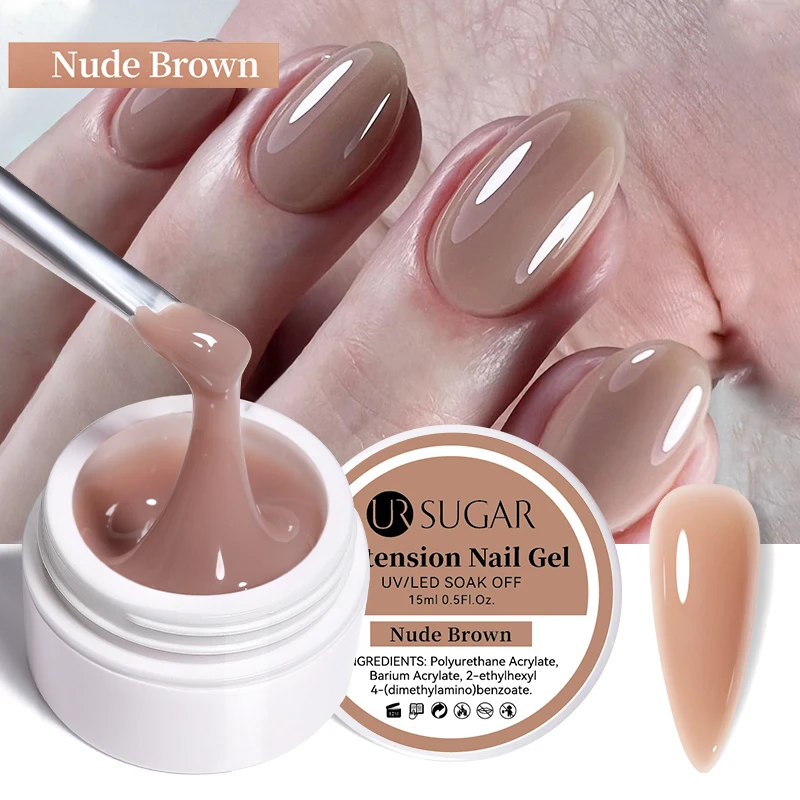 

UR SUGAR 15ml Extension Gel White Nude Brown Natural Color Hard Gel Nail Polish Semi Permanent Soak Off UV Construction Gel