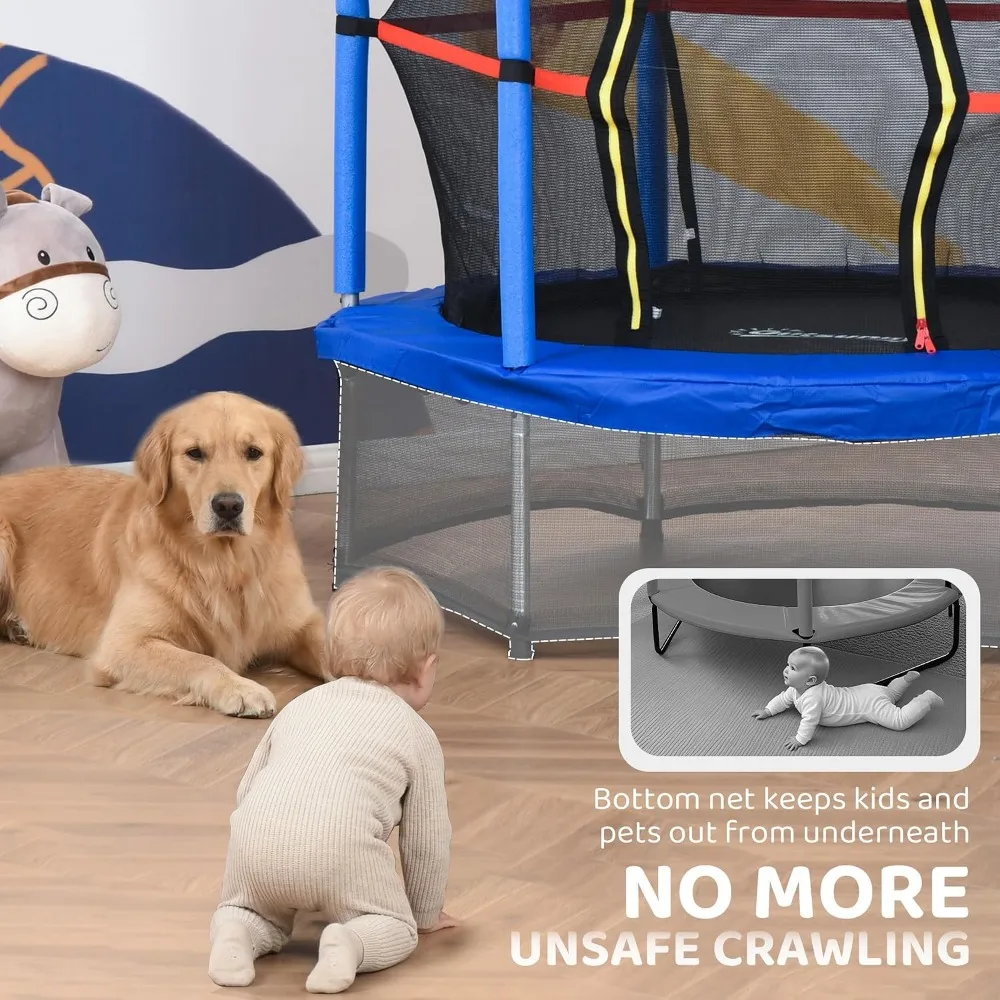 55" Mini Trampoline for Kids 3-6, Indoor/Outdoor with Enclosure Net, Springless Design, Safety Pad, Steel Frame, 99 lbs Capacity view 5