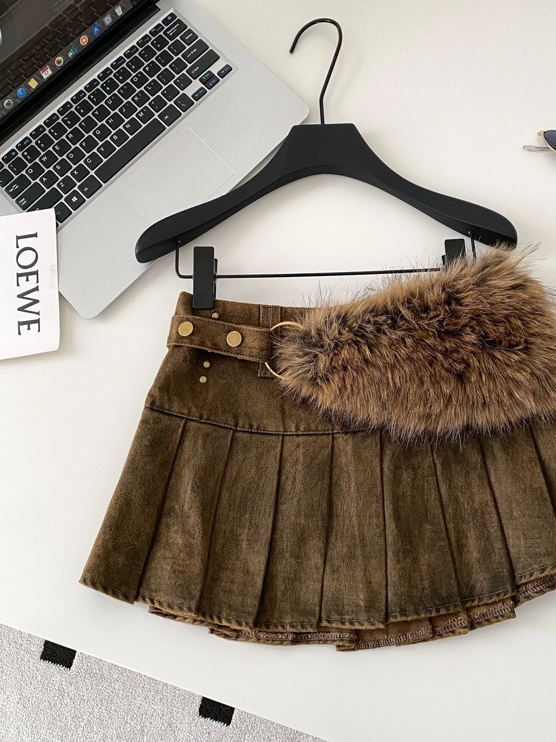 

Retro High Waist Skirt Women's Denim Plaid Bicolor ort Skirt Commute Korean Sle Polyester Fiber Ci ort Skirt