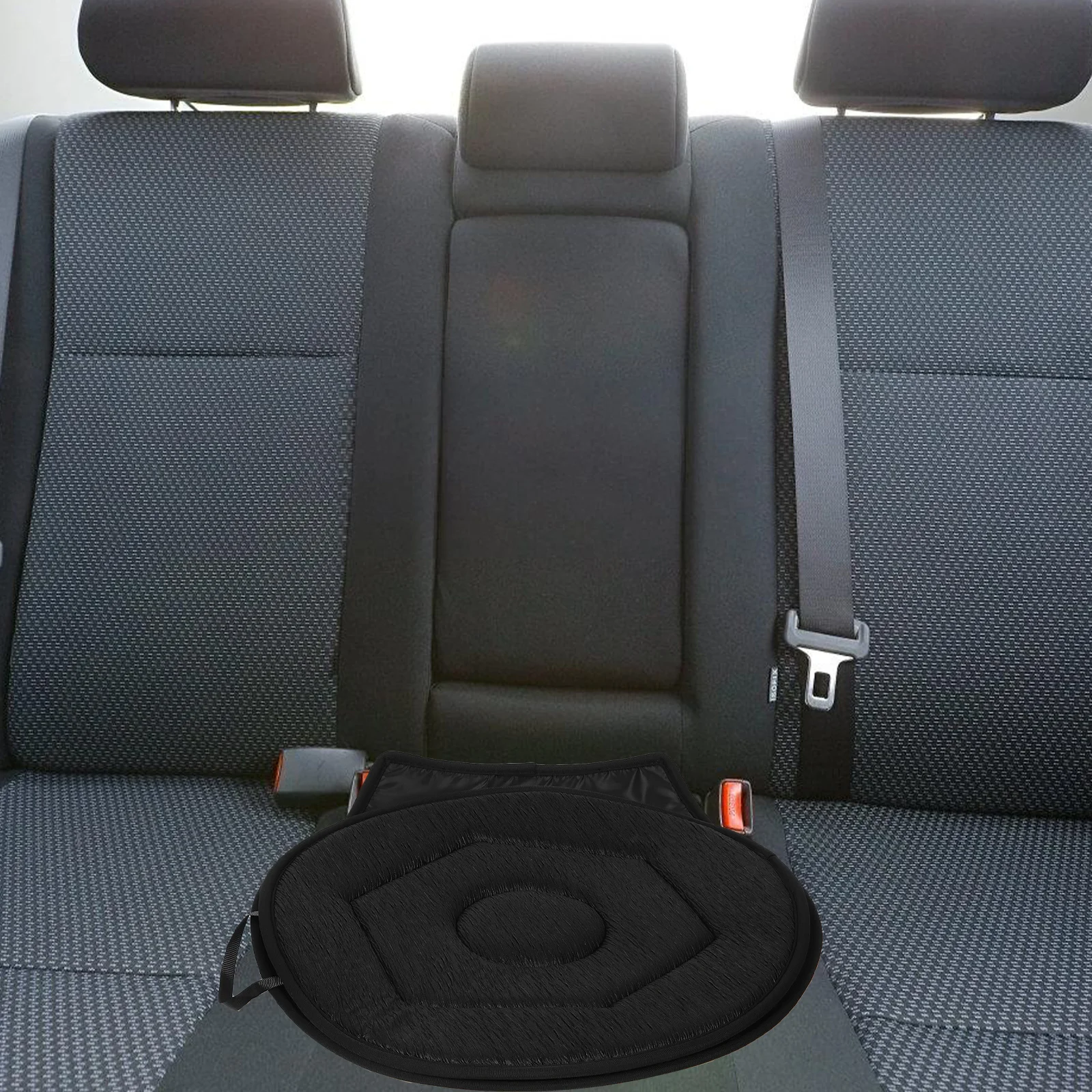 

Black 360-Degree Car Seat Cushion Thickened Elderly Pregnant Rotate Compatible Storable Auto Car Seat Pads Interior