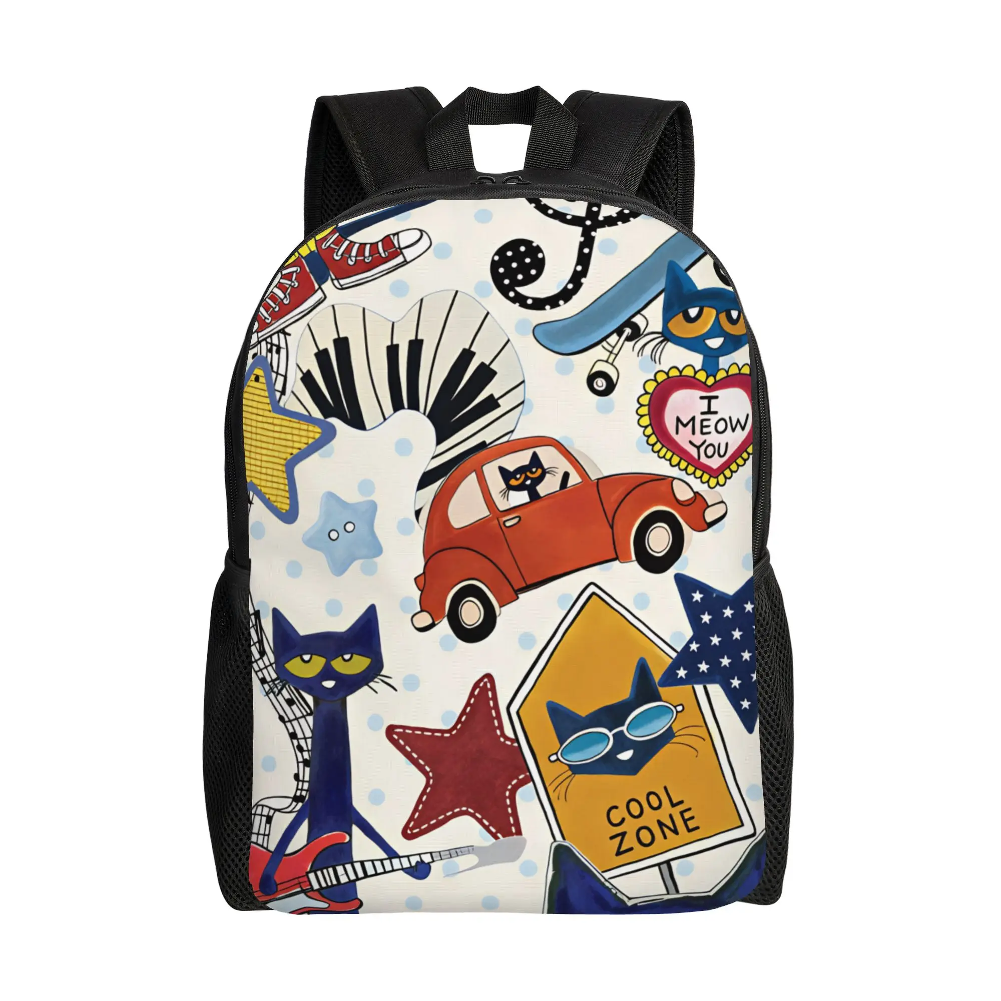 Pete  Cat   Backpack  Hiking Backpacks Boy Fashion School Bags High Quality Print Rucksack