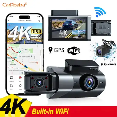 4K Car DVR 2/3-Channel Front Inside Rear View Camera GPS WIFI Black Box Dash Cam For Cars Video Recorder Vehicle Car Accessories