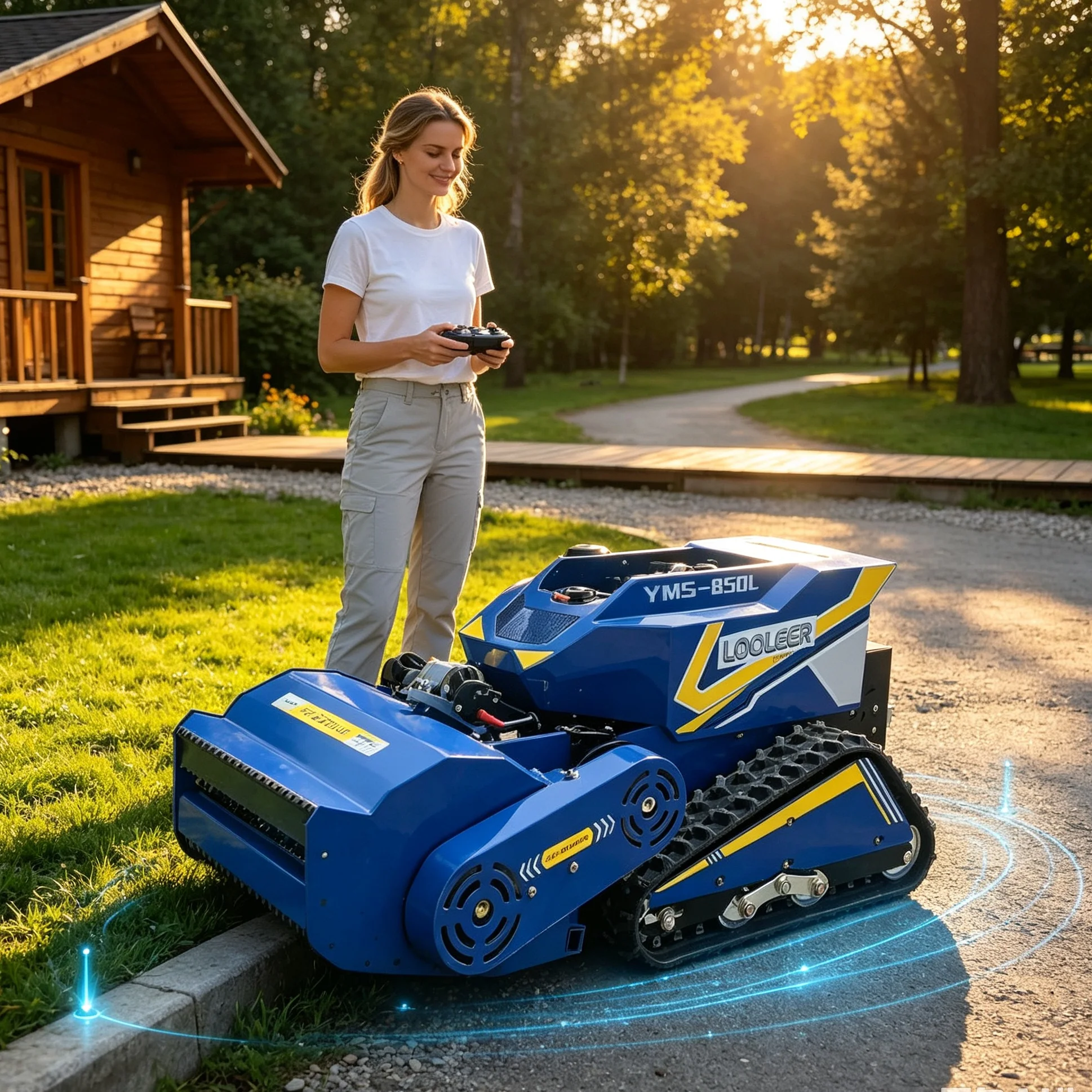 Customized Hilly Berry Orchard Slopes 1000SM Wireless Remote‑Controlled Lawn Mower, Vibrant Blue Shell, Upgradeable Industrial