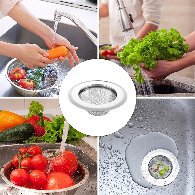 1Pc Kitchen Sink Filter Stainless Steel Mesh Sink Strainer Filter Bathroom Sink Strainer Drain Hole Filter Trap Waste Screen