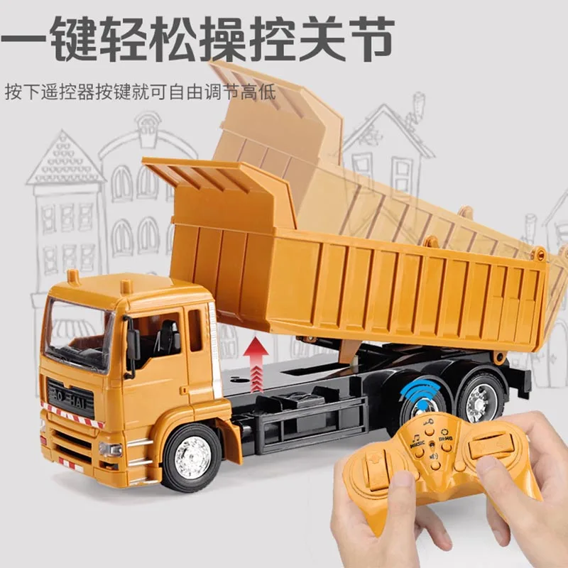 2.4G RC Car Excavator Dumper Truck Lighting Remote Control 6CH Engineering Vehicle Tipper Bulldozer Toys Boy Kids Christmas Gift