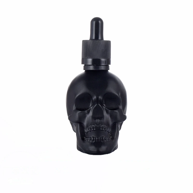 30ml Black Skull Glass Dropper Bottle Cute Essential Oil Bottles With Eye Dropper For Perfume