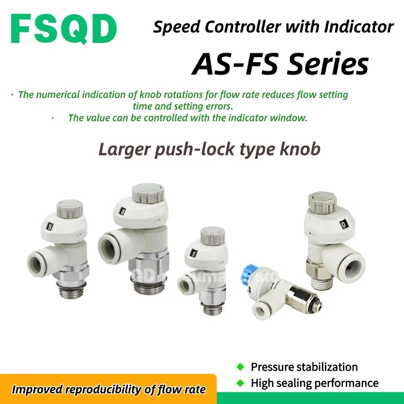 With Small Scale Speed Control Valve AS1211FS-M5-04A AS1211FS-M5-06A AS2211FS-01-04SA 06SA 08SA 10SA 12SA AS3211FS AS4211FS