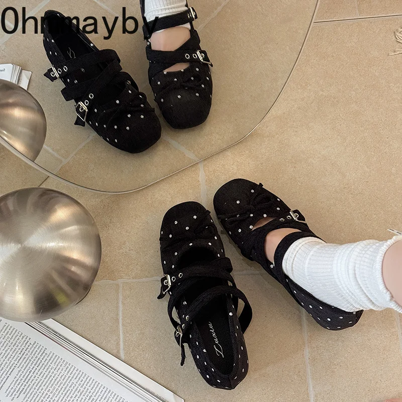 2027 Spring Autumn Internal Elevation Women Mary Jane Shoes Polka Dot Buckle Strap Shoes Design Elegant Dress Ladies Shoes