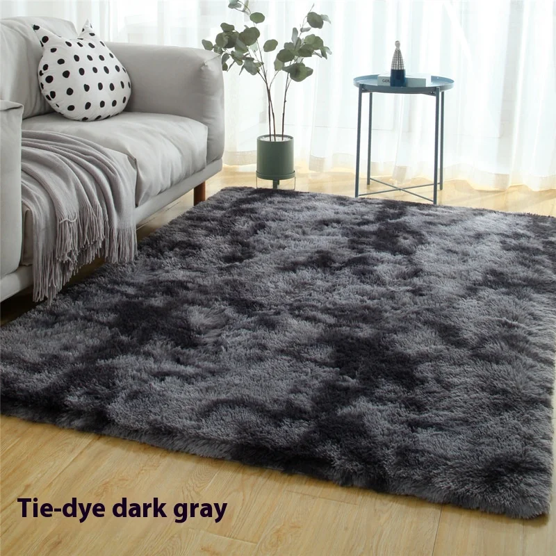 Soft Plush Area Rugs Non-slip Fuzzy Shag Plush Soft Shaggy Bedside Rug Tie-Dyed Living Room Carpet For Dorm Home Decor Mat