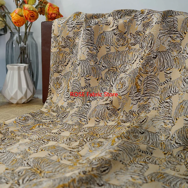 

Жаккардовая ткань с тигровым узором, окрашенная в пряжу, весенне-осенняя женская сумка для платья, декоративная швейная ткань 100 см x 157 см