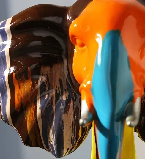 Abstract Living Room Decoration Accessories Modern Stained Dripping Paint Elephant Sculpture Statue