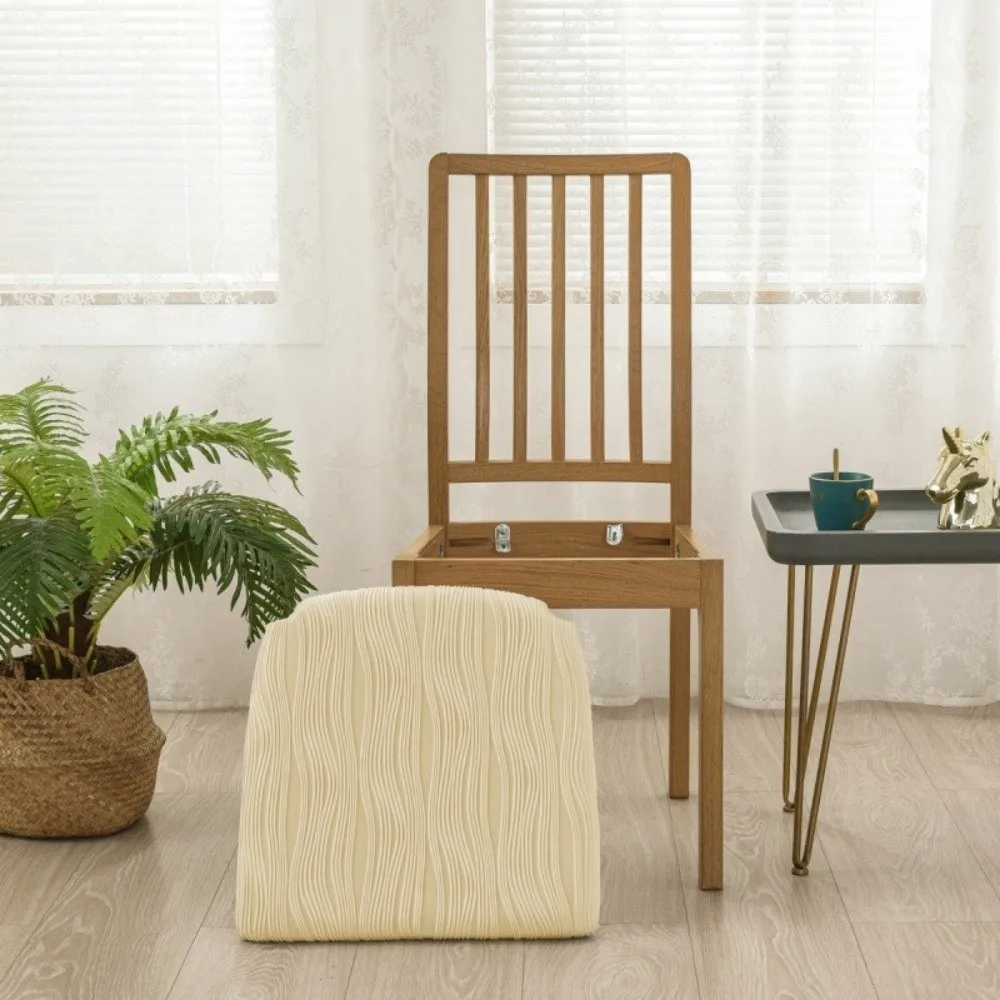 Simple Anti-slip Dining Chair Cover Elastic Soft Seat Cover Washable Thicken Fabric Chair Slipcover For Office Home Seats