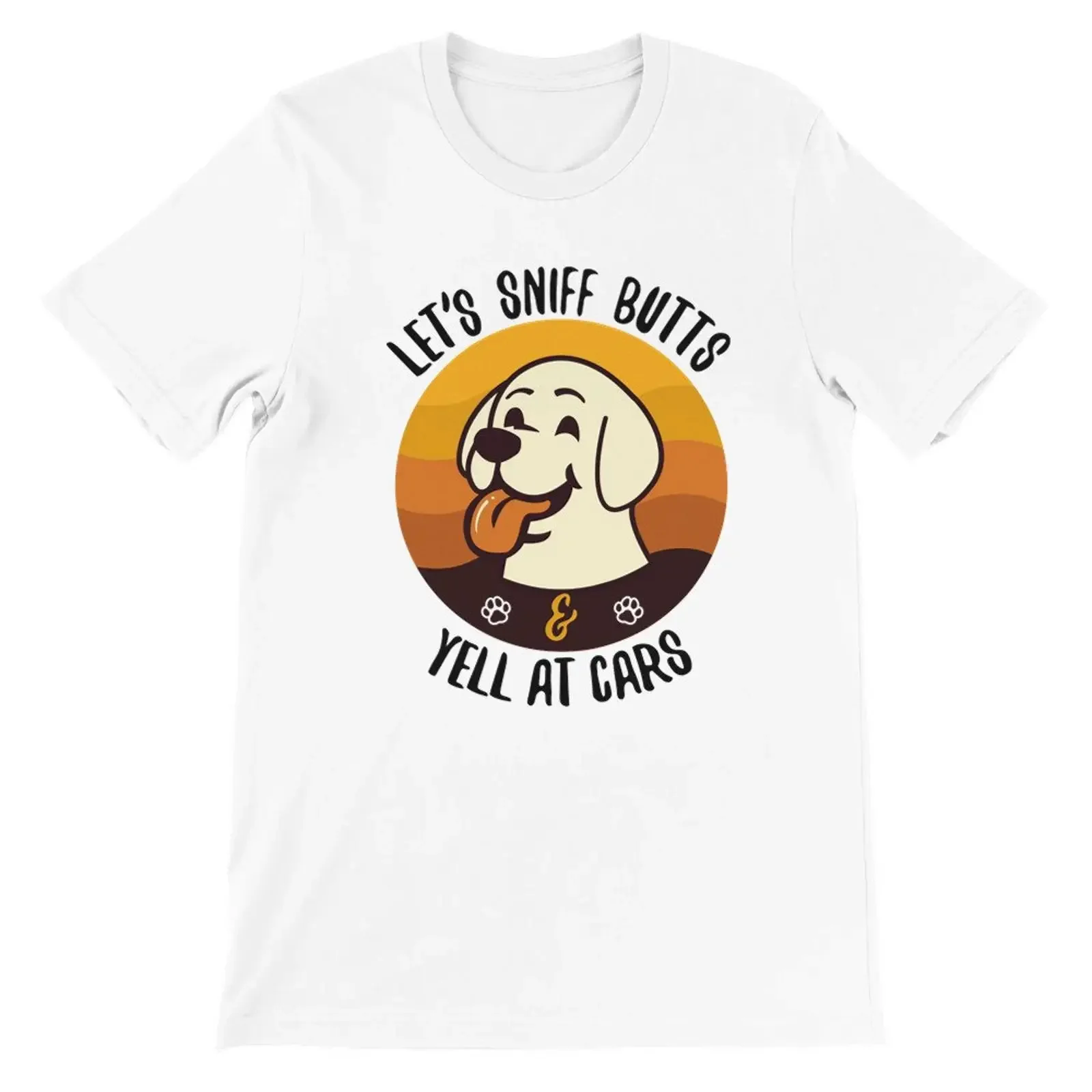 Let's Sniff Butts Yell At Cars Funny Dog Crewneck T Shirt Casual Humor For Lovers Daily Wear vintage Washed Stretched