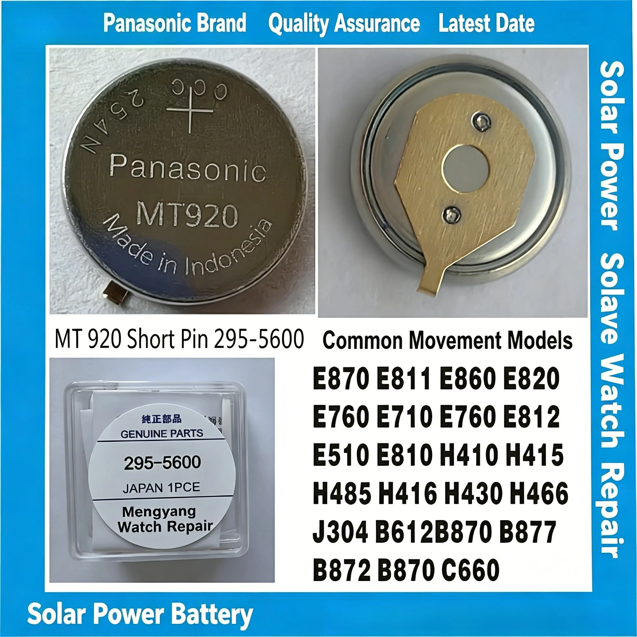 Original Panasonic MT920 295-5600 295-56 1.5V Rechargeable Watch Battery Capacitor Compatible With 7821 C650 E810 E811 B620