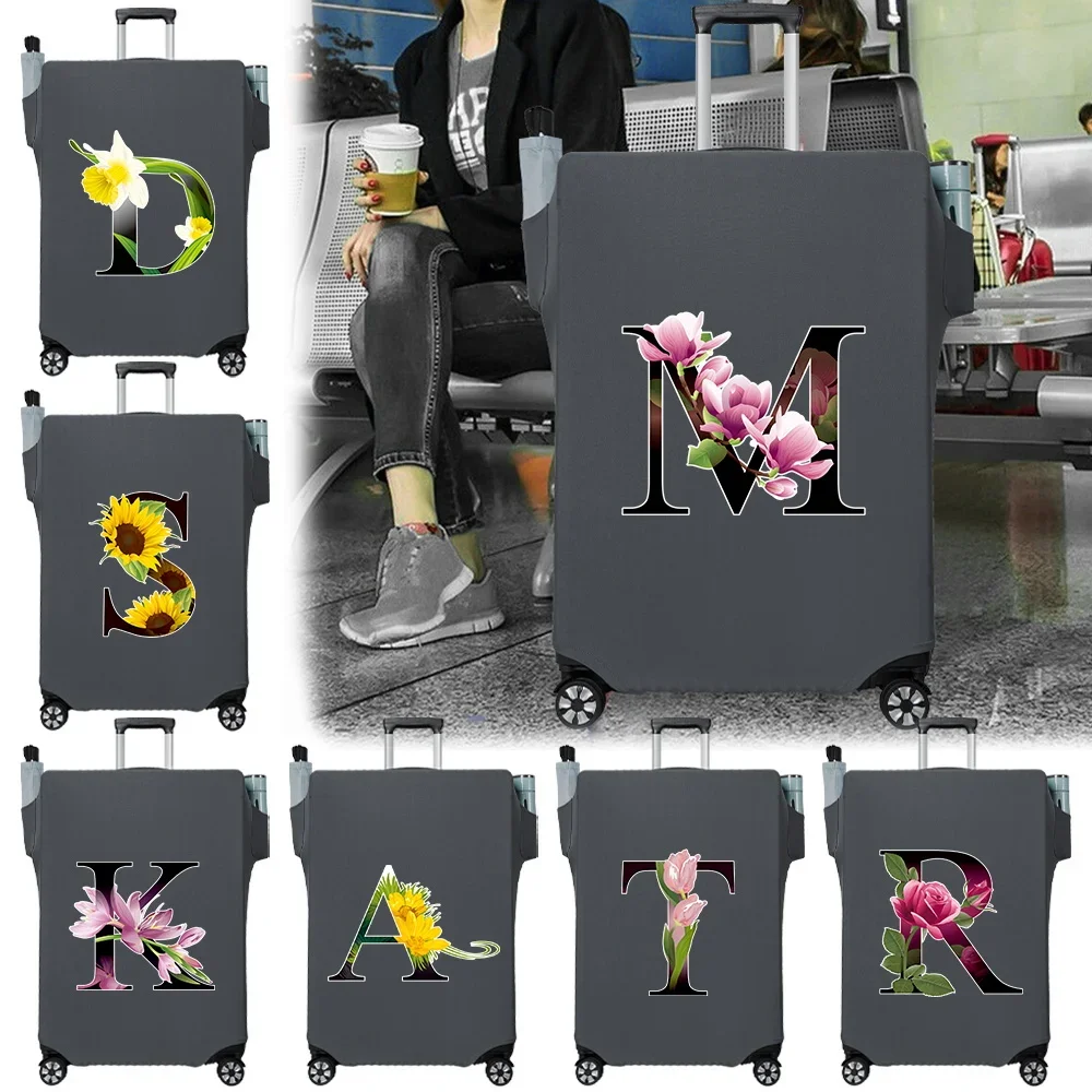 Luggage Cover Wear Resistant Travel Case Elastic Fabric Dust Cover Durable Covers Flower Color Mul Pocket Compartment Protective