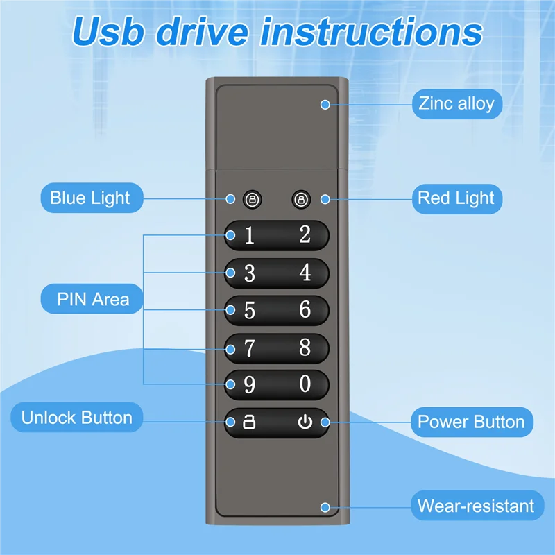 Безопасный USB-накопитель, USB-флеш-накопитель с шифрованием Volkcam, 32 ГБ, аппаратная память с паролем и клавиатурой U-диском Flash-TCES