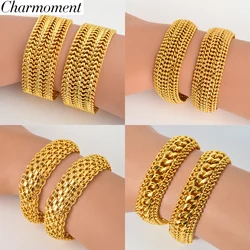 Dubai Copper Link Chain Bracelets for Unisex 18K Gold Plated Wristband Miami Curb Punk Classic Hand Jewellery Party Gift