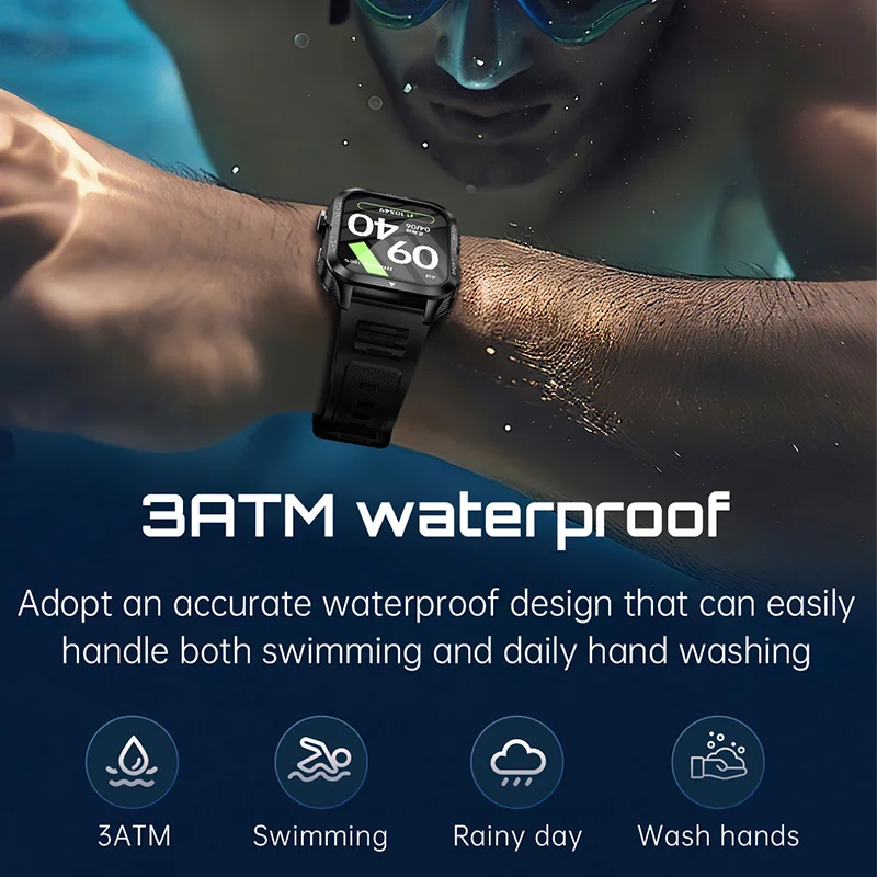 Grade Starke Taschenlampe SmartWatch Männer Herzfrequenz 880 mAh Batterie 3ATM Wasserdichte Drahtlose Anruf Sport Smartwatch Für IOS Android