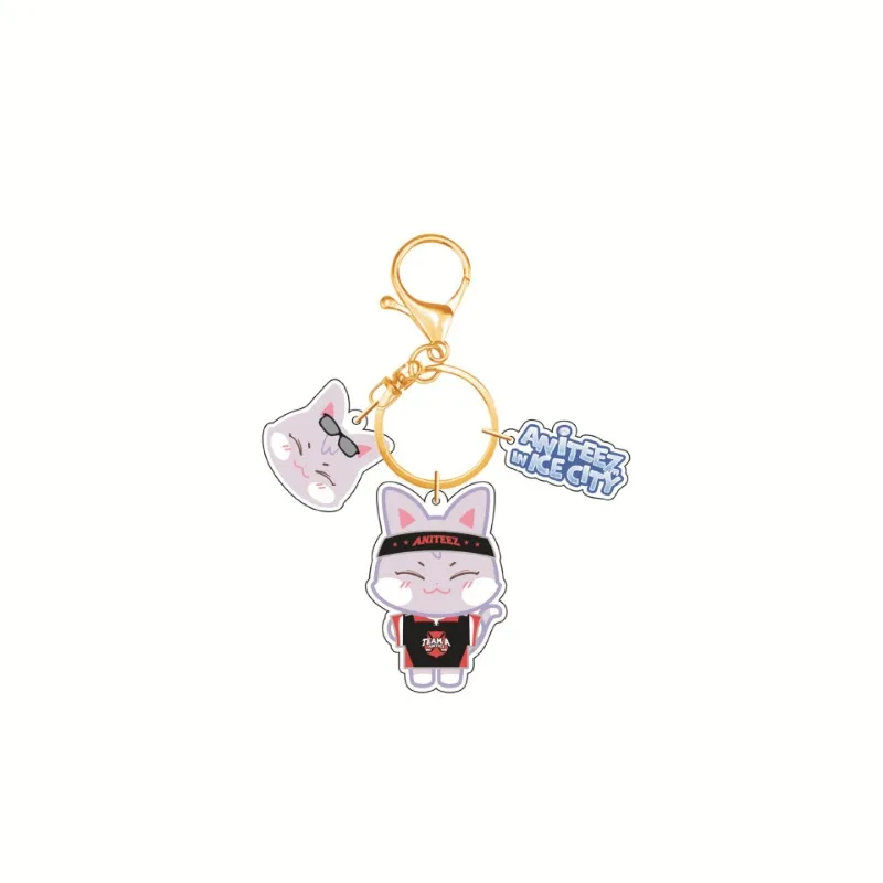 Kpop ATEEZ New Cartoon Image Keychain Cute  Acrylic Animals Keyring Seonghwa Yeosang San Mingi Bag Pendant Decoration Fans Gift