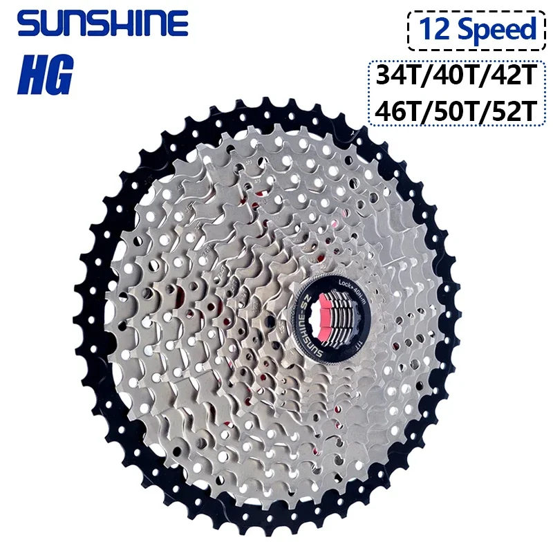 Sunshine 12 Speed Cassette for Shimano HG 34T 40T 42T 46T 50T 52T Silver 12v Mtb Cassette Bicycle Sprocket