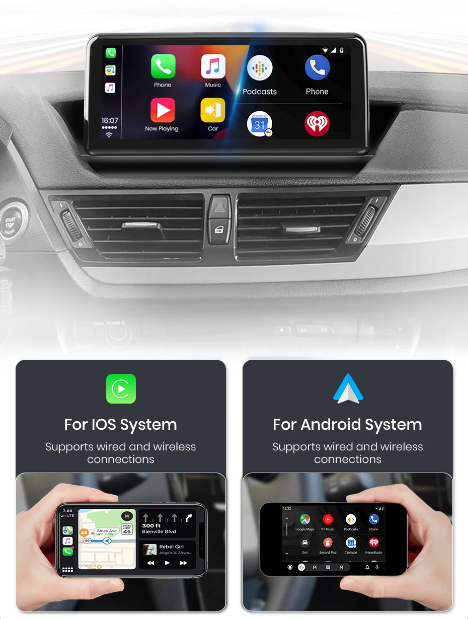 Junsun 10,25 Zoll Carplay für Apple Autoradio Multimedia für BMW X1 E84 2014-2018 Bluetooth Wireless Android Auto GPS Stereo – Detail 9