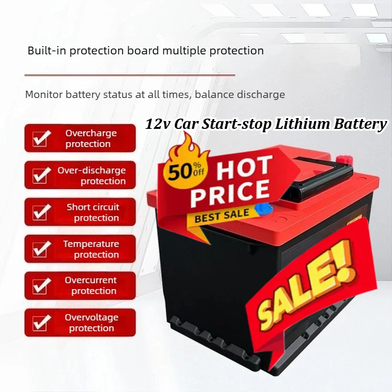 

LiFePO4 Car Rechargeable Battery 12.8V 80Ah Start Stop Maintenance-Free Low Temperature Heating Power Indicator Smart Protection