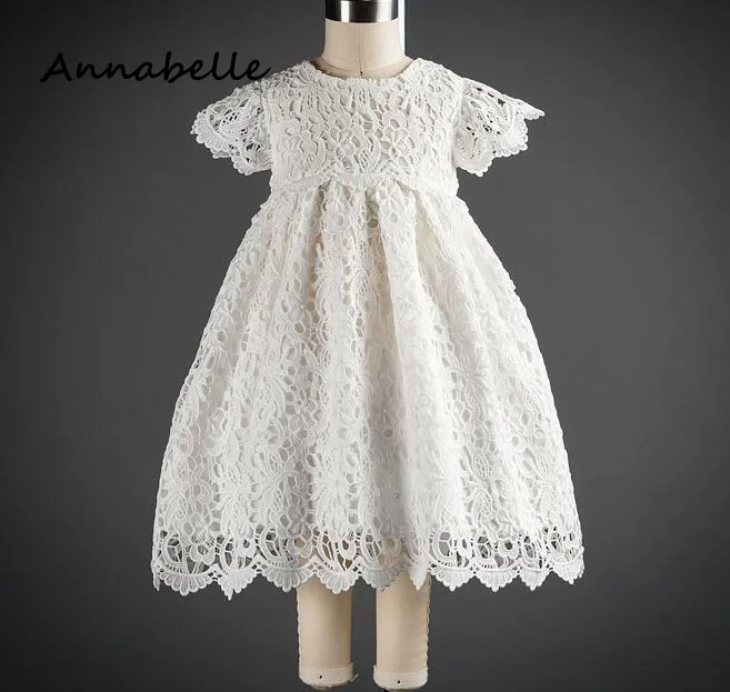 Annabelle Flower Girl's Short Dress Puffy Flower Baby Wedding White cute Hollow Out dress White Dress Priness Girl Dresses