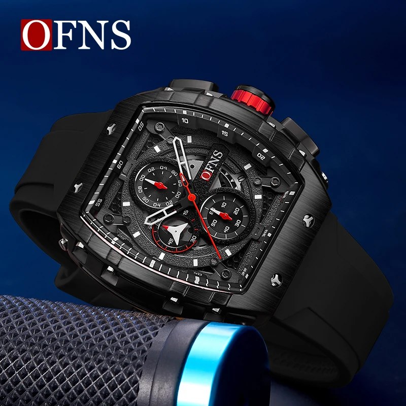 Montres de luxe étanches pour hommes, montres-bracelets à quartz, chronographe de sport militaire, marque supérieure, mode, cadran tonneau