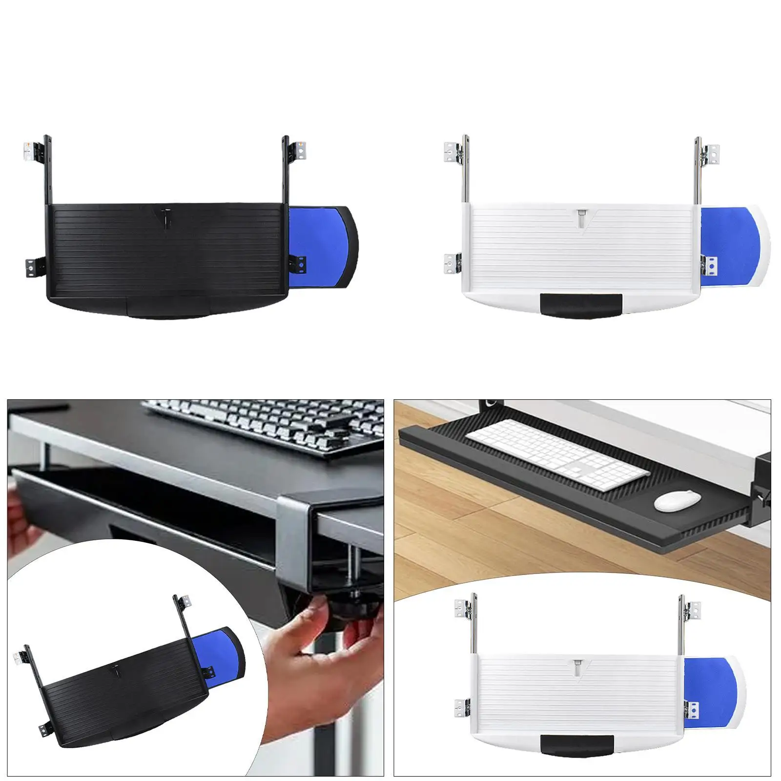 Keyboard Drawer Under Desk Multipurpose Computer Keyboard Tray Extension Slides Storage Plate Pull Out Keyboard Tray for Office
