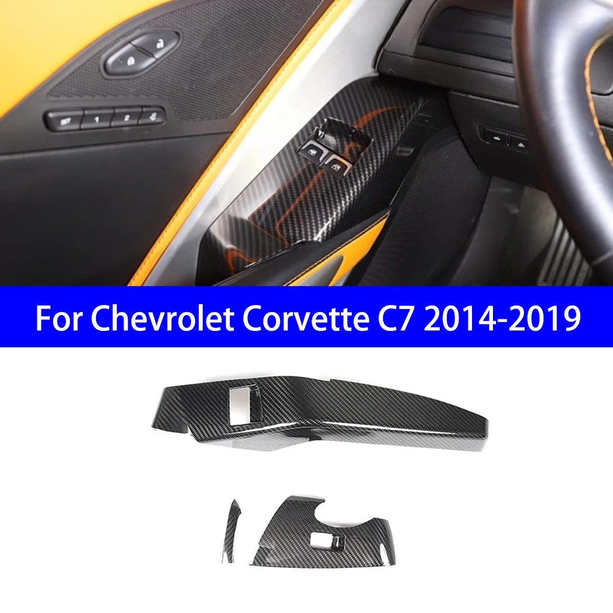 

Подходит для Chevrolet Corvette C7 2014-2019, переключатель подъема окна из сухого углеродного волокна/панель внутренней двери водителя с внутренней отделкой