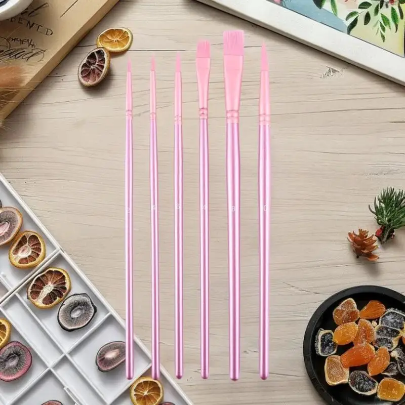 

4/6PCS Watercolor Brush Set Pointed Round Flat Head Hair Beginner's Art Student Hand Drawn Watercolor Nylon Painting Material