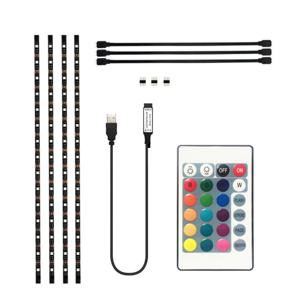 

0.5m 5050 SMD Rope Light Waterproof Flexible RGB LED Strip Light with USB Control Cable for Closet Outdoor Lighting