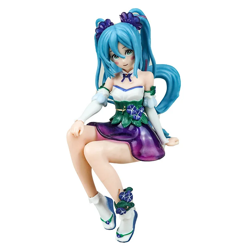 Hatsune Miku – figurine de dessin animé mignon assis beauté fille, ornement Kawaii, décor de salle en PVC, modèle de poupée à collectionner, jouet cadeaux