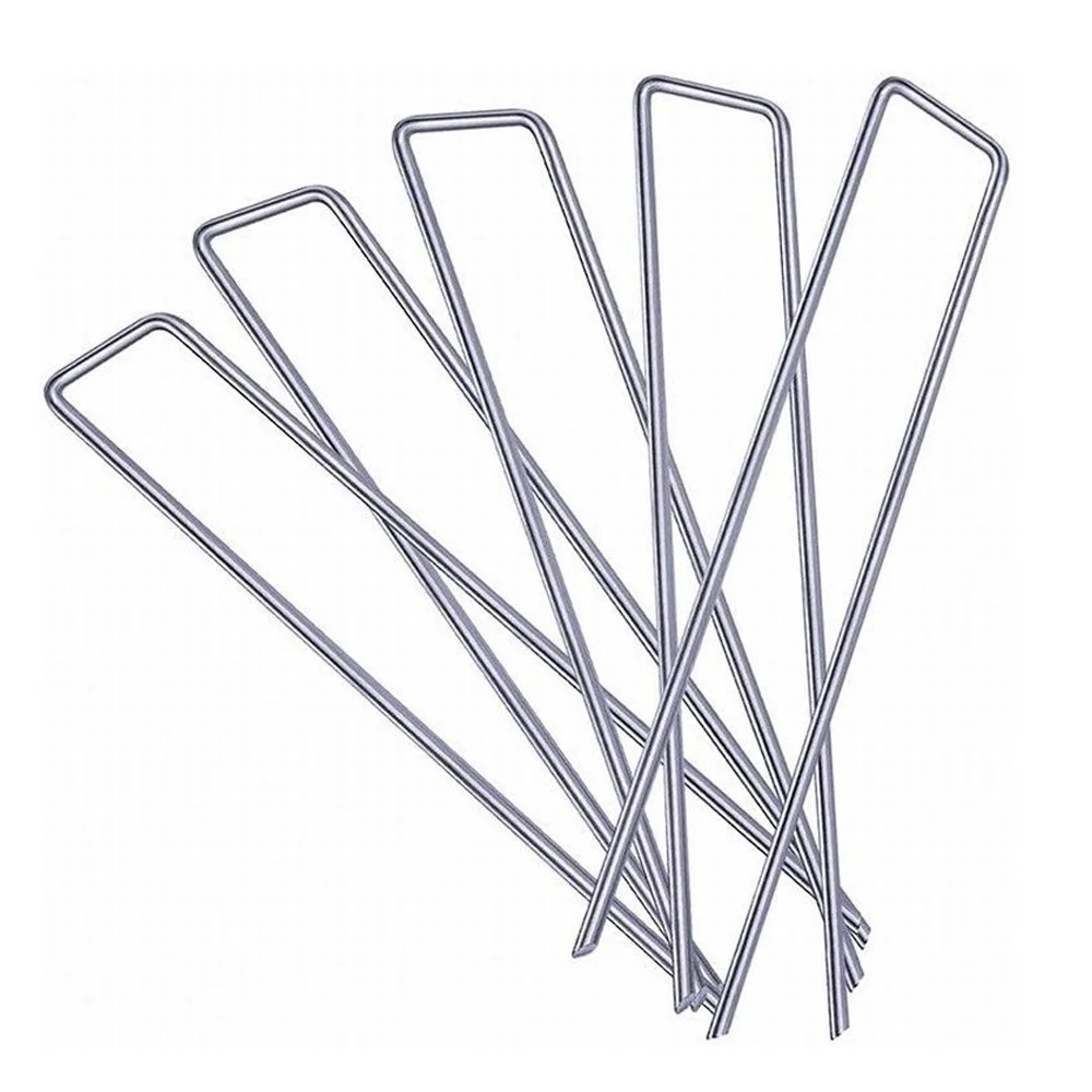 10Pack U-Type Landscape Staples 6 Inch Garden Galvanized Stake Gardening Fixing Tools Film Peg for Securing Netting Ground Sheet