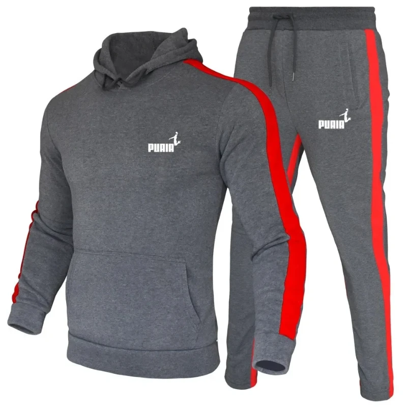 High-quality Men's Sports Suits Men's Two-piece Outdoor Sports Suits Men's Hooded Sweatshirts Fashionable and Comfortable Cas