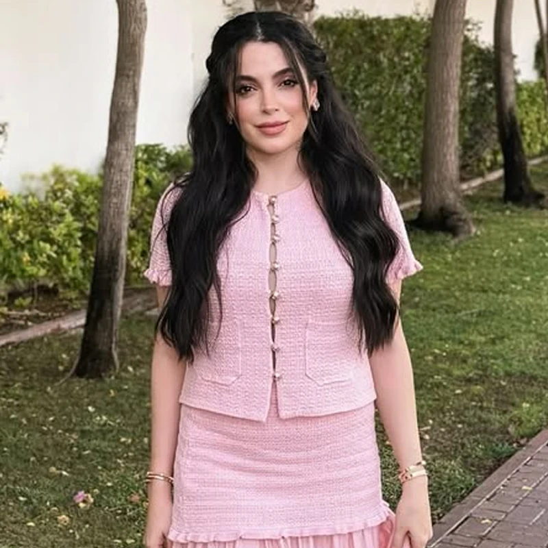 HXAO Crop-Strickjacke für Damen, Sommer-Strickwaren, 2025, Damen-Pullover, rosa, gebrochenes Weiß, O-Ausschnitt, kurze Ärmel, Bolero-Strickjacke für Damen