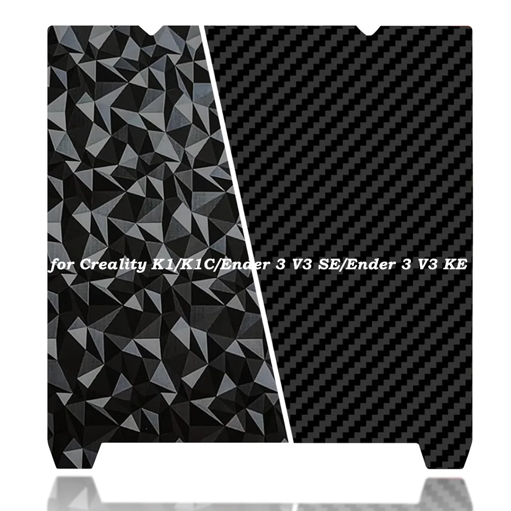 235x235mm Smooth PEO+Smooth PET Spring Steel Sheet for Creality K1/K1C/Ender 3 V2/Neo Build Plate (Carbon Fiber+Diamond Pattern)