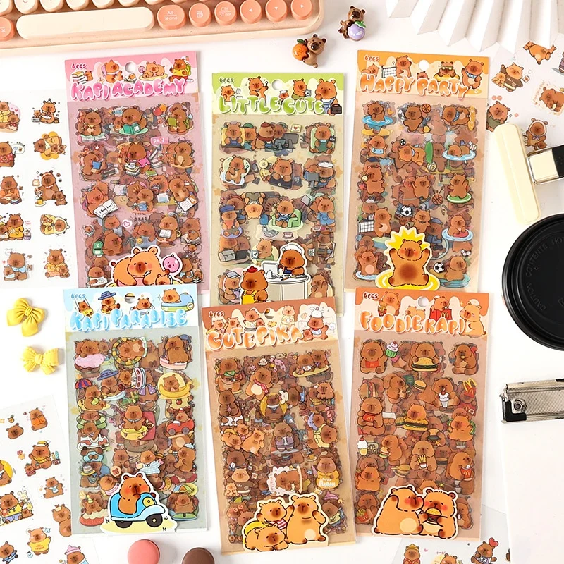 

12/24pack Kawaii Capybara Stickers Cute Scrapbooking DIY Diary Decorative Sealing Sticker Album Stick Label