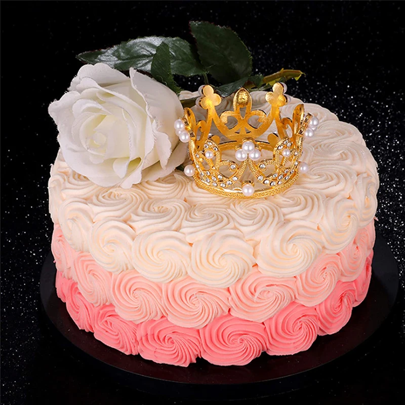 4/1Pcs Mini Crown Cupcake Topper Princess Pearl Tiara Children Hair Ornaments For DIY Wedding Birthday Party Cake Decor Supplies