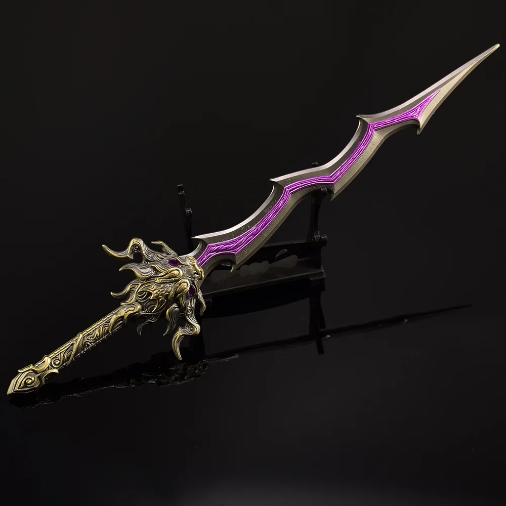 29cm Naraka: Bladepoint Weapon Candle Divine Decree Sword Game Peripheral Metal Samurai Sword Weapon Model Keychain Gifts Toys