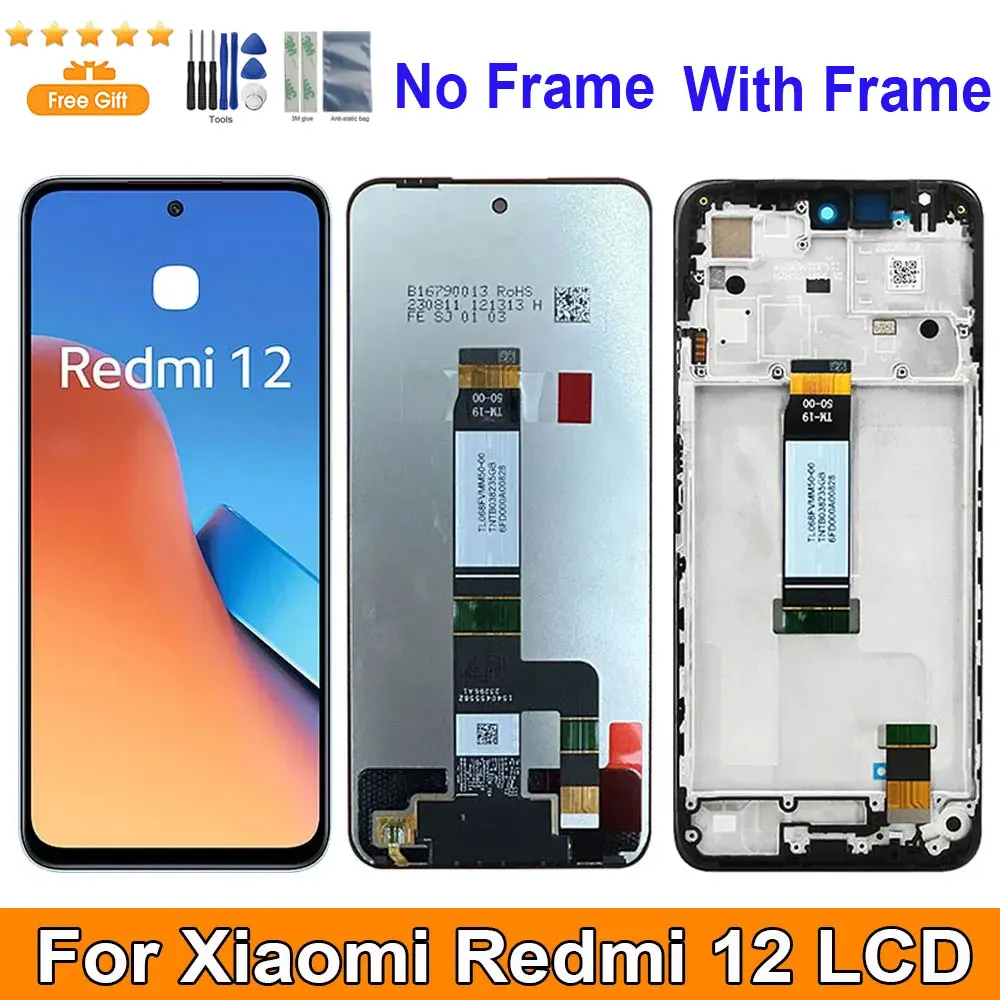 6.79“New For Xiaomi Redmi 12 LCD Display Touch Screen Sensor Digiziter Assembly Replace 23053RN02A, 23053RN02Y, 23053RN02I