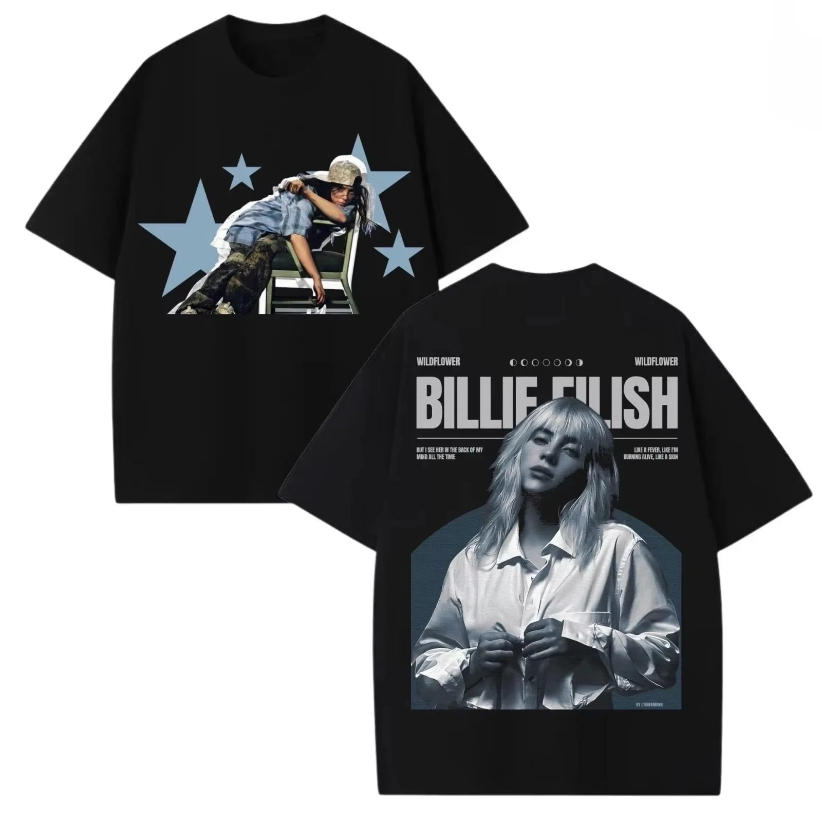 New 2026 Summer Single Billie Eilish WILDFOWER Song Printed T-shirt  Suitable for Both Men and Women