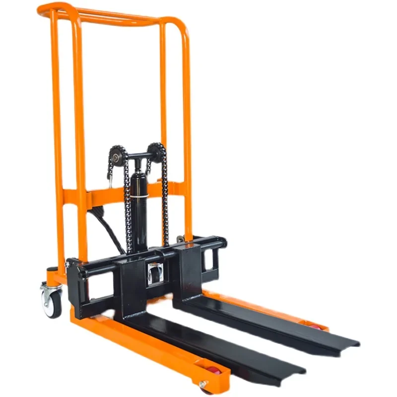 Small hydraulic lift truck-mounted flat fork universal wheel mini loading and unloading forklift